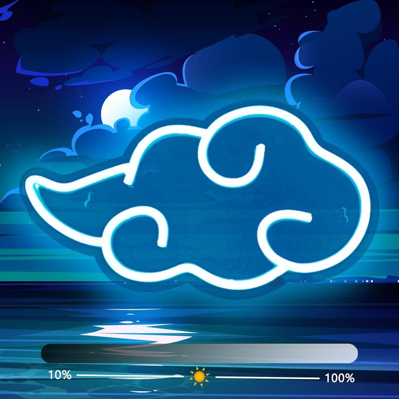 Dleouly Anime Neon Sign, LED Blue Cloud Neon Signs for Wall Decor, Dimmable Gaming Neon Sign Wall Signs USB Night Neon Light for Bedroom Game Room Man Cave Party, Gifts for Your Son, Boyfriend(12x7in) - Image 1